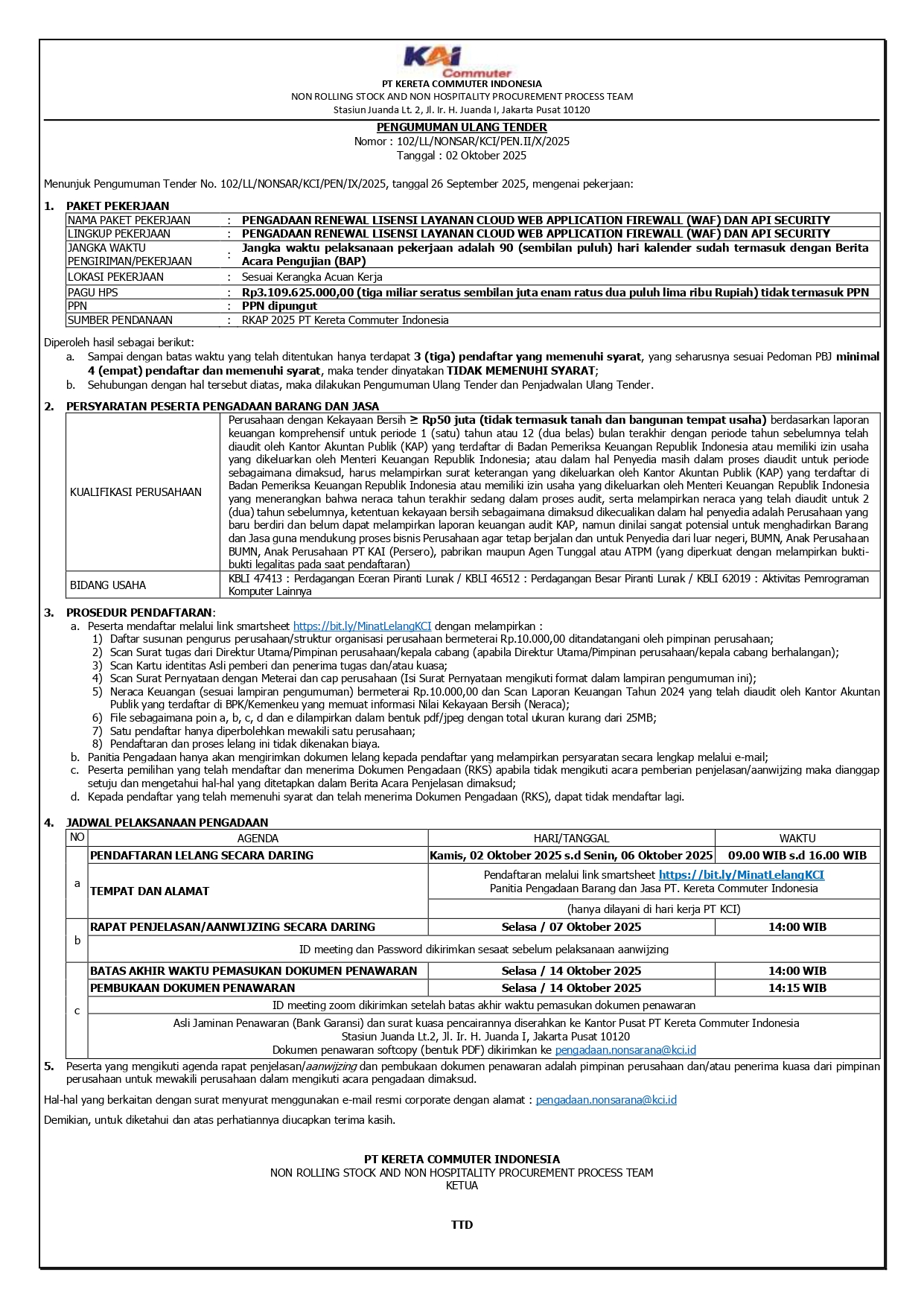 3 pengumuman ulang 102 pengadaan renewal lisensi layanan cloud waf dan api security page 0001